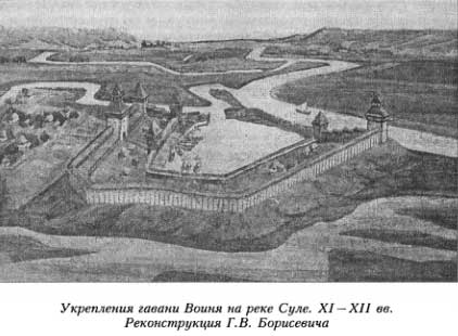 Укрепления гавани Воиня на реке Суле. XI — XII ее. Реконструкция Г. В. Борисееича